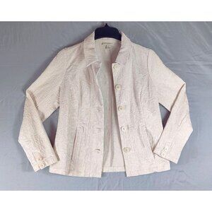 Embossed Blazer Off-White Floral Sz 6 byAppleseeds Shabby Chic Career Wear Vtg